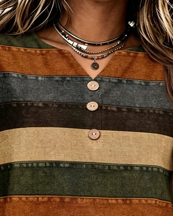 T-Shirt Knap Patchwork Vandret Stribe
