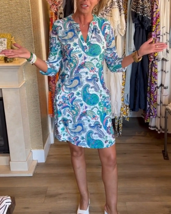 Kjole med paisley-print og lommer