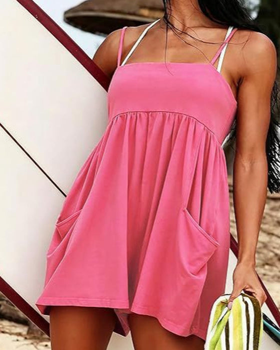 Jumpsuit Ensfarvet Farve Seler Bred Ben