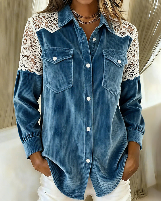 Langærmet Skjorte Med Patchworkdetaljer