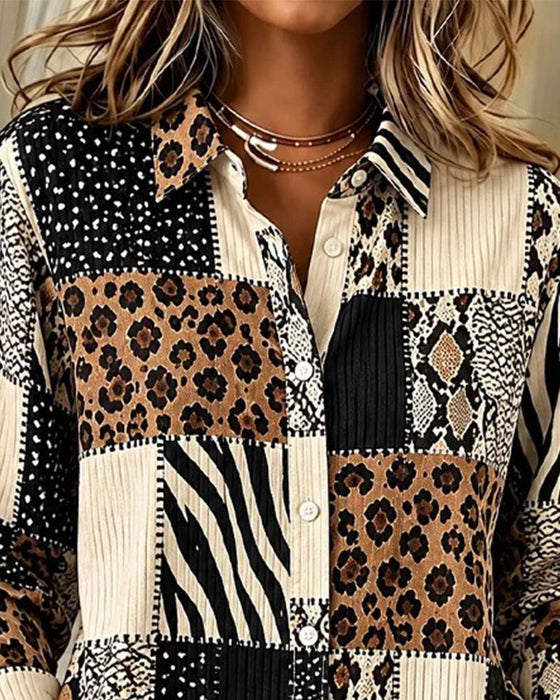 Skjorte Leopard Zebra Stribe