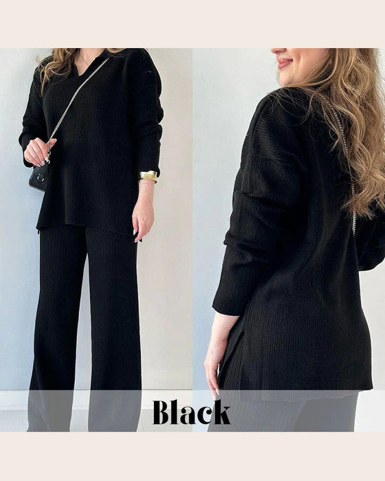 To - delssæt Med Enfarvet Og Strick Egenskaper