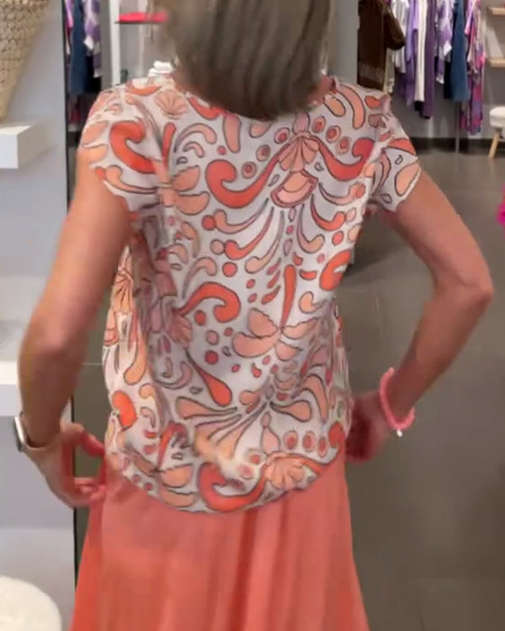 Afslappet bluse med V-udskæring og raglanærmer