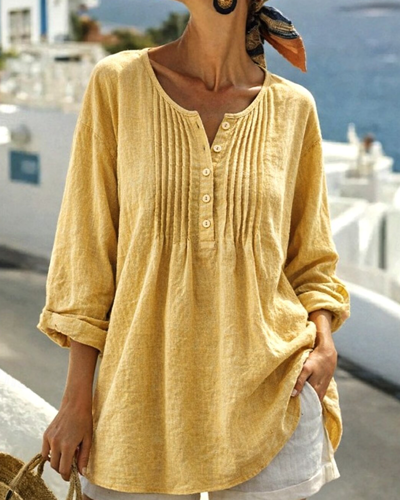 Bluse Plisseret Mellemlang Casual