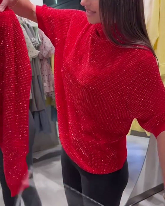 Pullover Turtleneck Kort Ærme Ensfarvet
