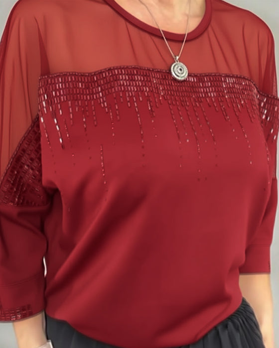 Bluse Mesh Splejset Løs