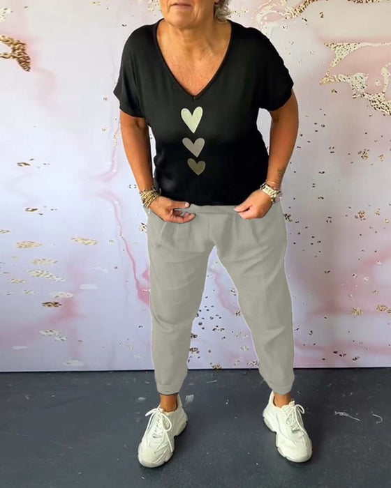 Ensfarvede loungewear bukser med elastisk talje