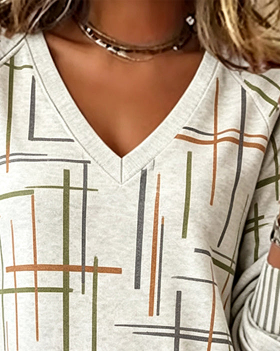 Sweatshirt V-Hals Linje Slids