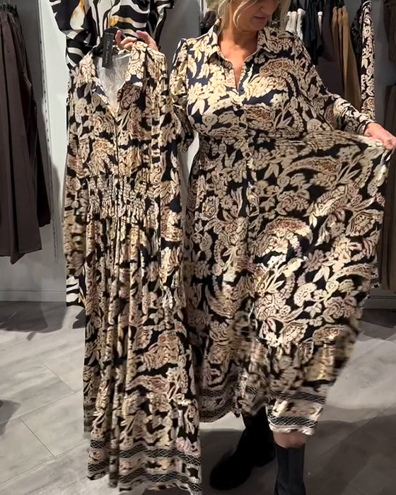 Modekjole Med Reverskrave Og Print