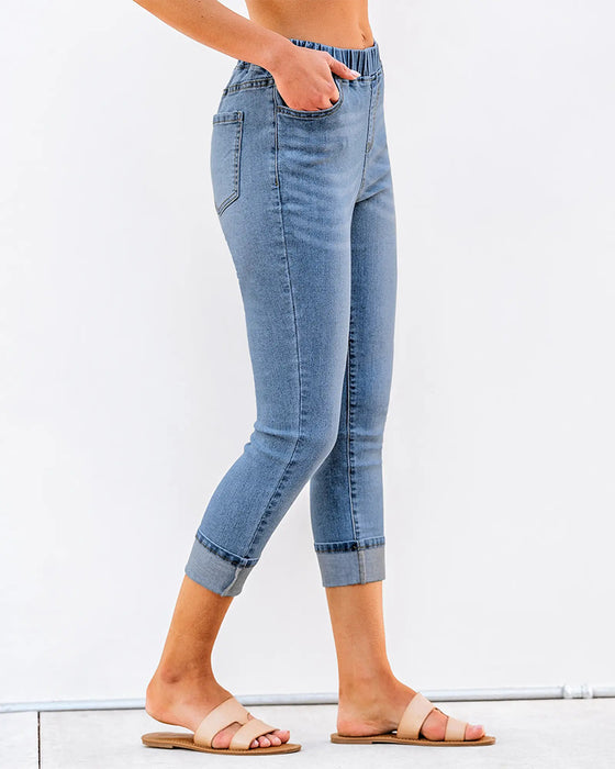 Jeans Elastisk Talje Capri