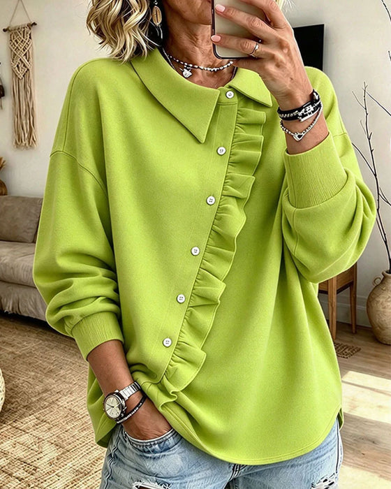 Sweatshirt Revers Rysjer Diagonal Knap