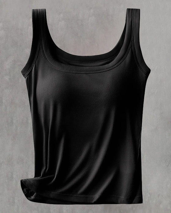 Ærmeløs Top I Ensfarvet Med Indbygget Bh