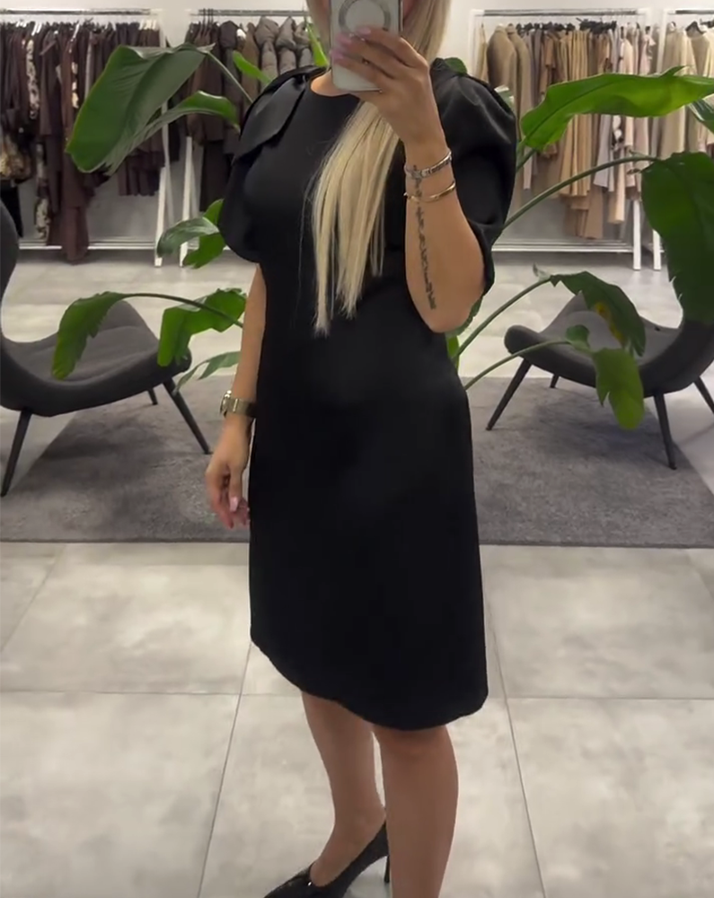 Kjole Boble Kortærmet Rund Halsudskæring