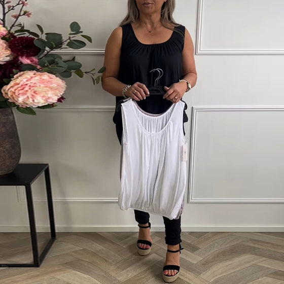 Top Uden Ærmer Ensfarvet Plisseret