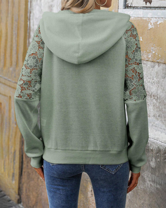 Hoodie V-Hals Lange Ærmer Blonde Afslappet