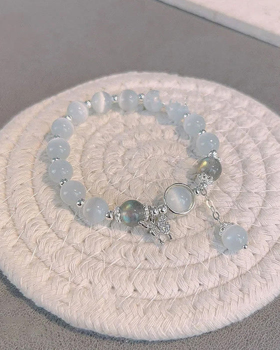 Imiteret katteøje krystalsommerfugle armbånd