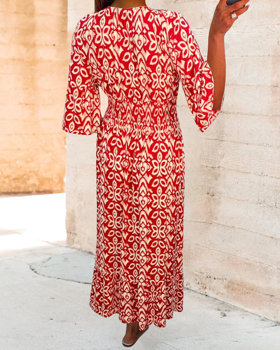 Mønstret lang kjole