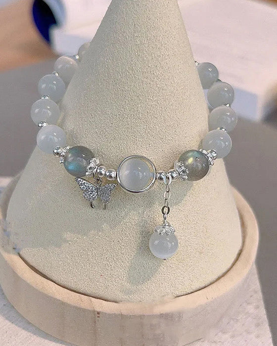 Imiteret katteøje krystalsommerfugle armbånd