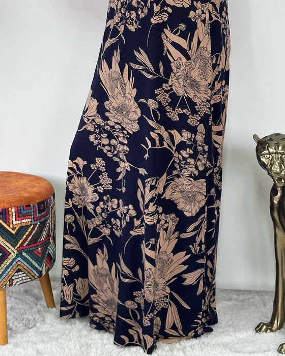 Lang kjole med blomstermønster