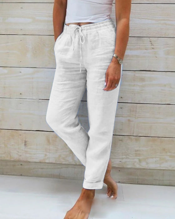 Casual Straight Leg Pant med ensfarvet