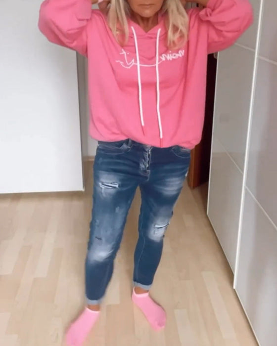 Løse hættetrøjer med ankerprint