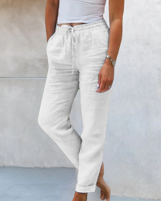 Casual Straight Leg Pant med ensfarvet
