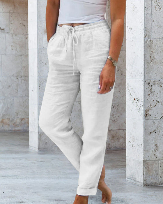 Casual Straight Leg Pant med ensfarvet