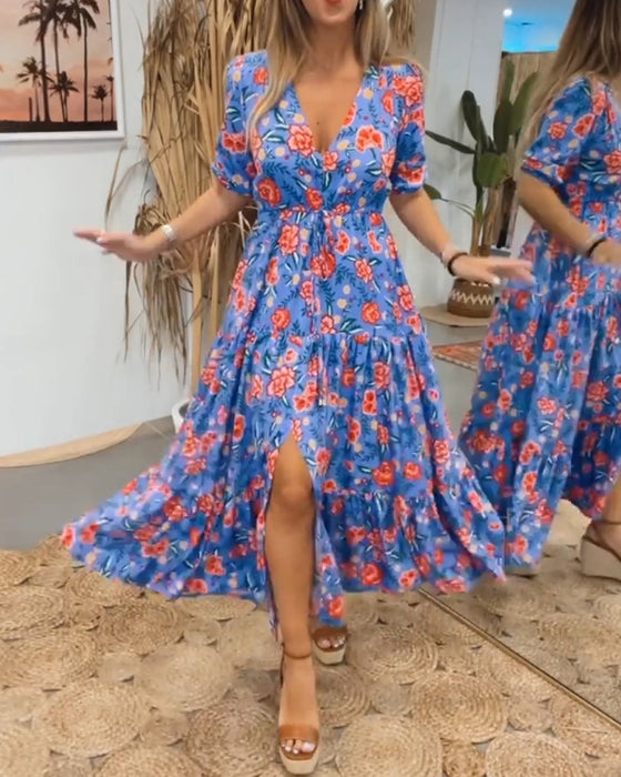 Kjole med roser og slids