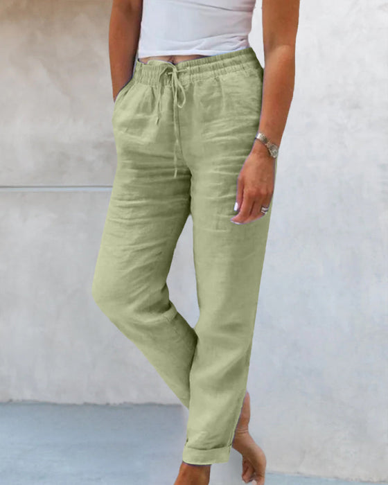 Casual Straight Leg Pant med ensfarvet