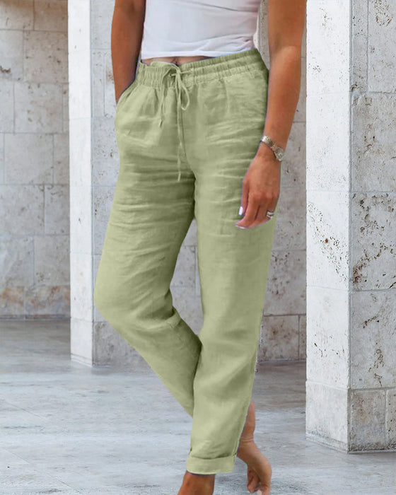 Casual Straight Leg Pant med ensfarvet