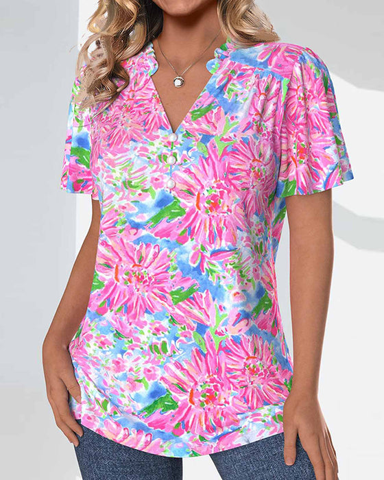 Lyserød bluse med tusindfryd