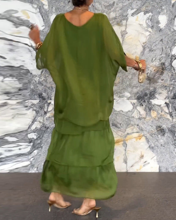 Lagopdelt kjole i løs pasform