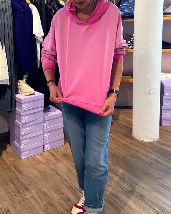 Afslappet hættetrøje i gradient farve