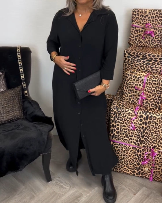 Lang skjortekjole med knapper