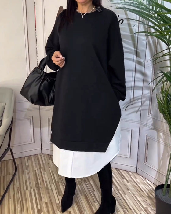 Rund hals patchwork kjole