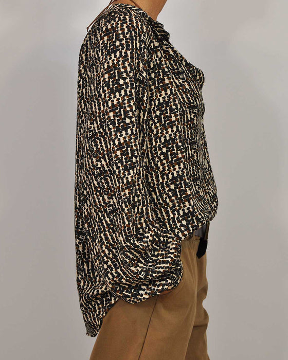 casual skjorte i retrostil med rund hals