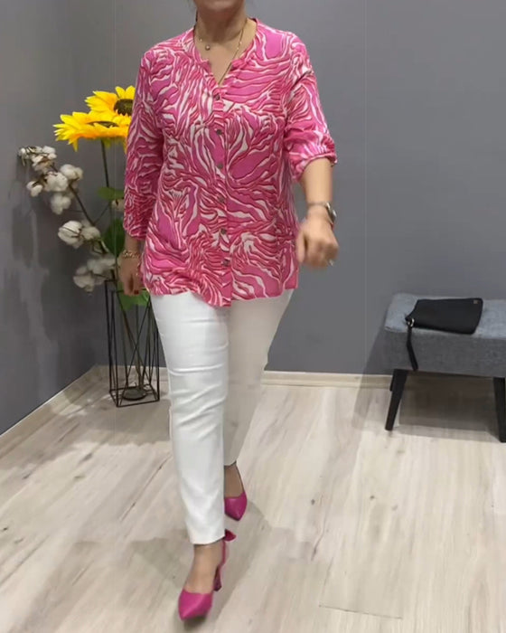 Langærmet skjorte med print