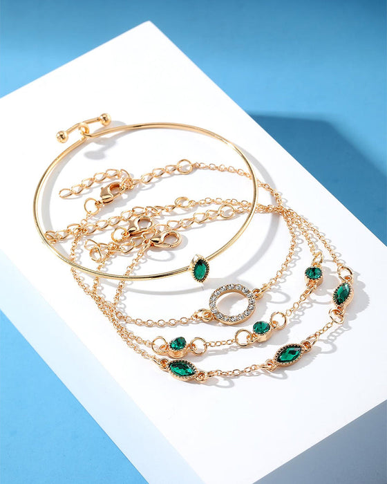 Cirkelrhombus rhinstensarmbånd (sæt med fire)