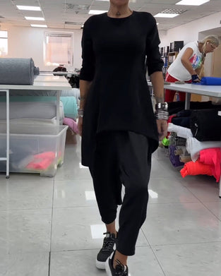 Mellemlang sweatshirt med rund hals