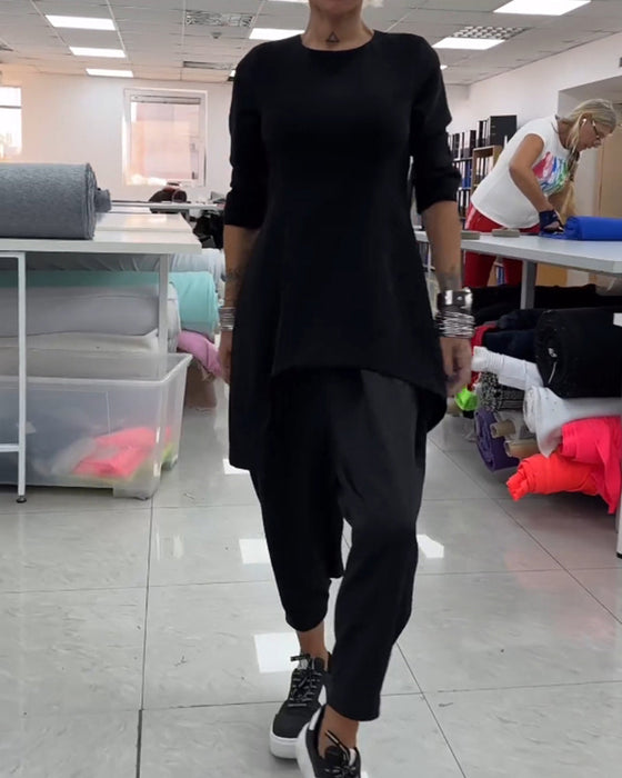 Mellemlang sweatshirt med rund hals