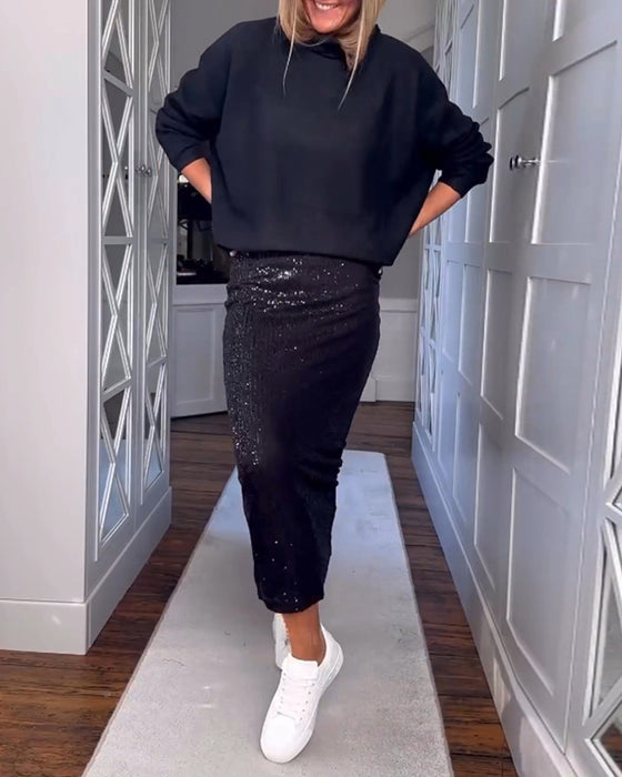 Ensfarvet enkel nederdel