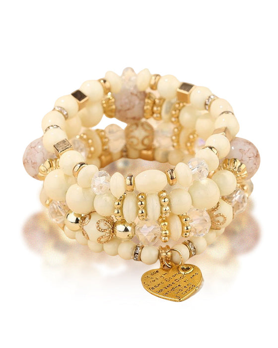 Lagdelt hjerteperlearmbånd