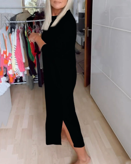 Afslappet kjole med rund hals