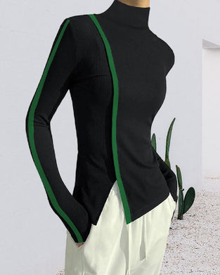 Turtleneck med grøn stribe