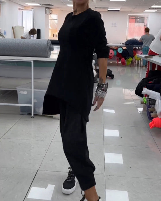 Mellemlang sweatshirt med rund hals