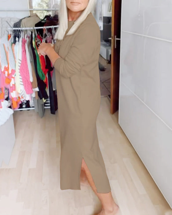 Afslappet kjole med rund hals