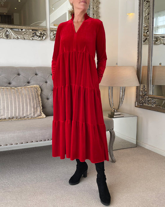 Kjole med V-udskæring og paneler