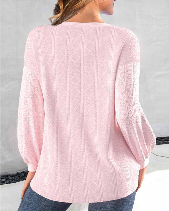 Enkel ensfarvet sweatshirt med lanterneærmer