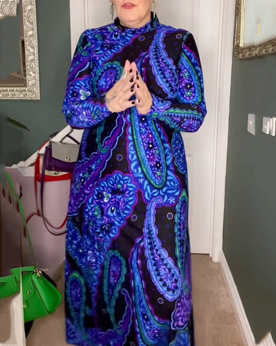 Elegant kjole med Paisley-print