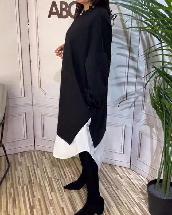 Rund hals patchwork kjole